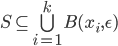 S\subseteq \bigcup_{i=1}^k B(x_i,\epsilon)