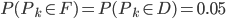 P(P_k\in F)=P(P_k\in D)=0.05